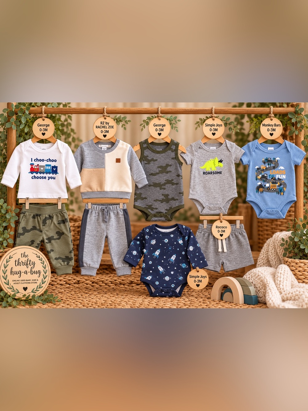 Baby Boy 0–3M Clothing Bundle | 9-Piece Mixed Brand Lot 🩵🌿